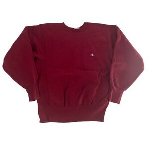 Vintage 90s Champion Reverse Weave Sweatshirt Mens Medium Red Crewneck USA Blank